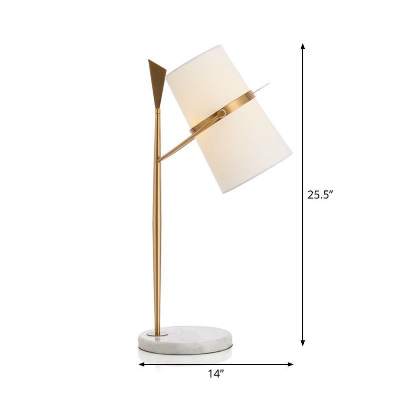 Postmodern Single-Bulb Night Lamp Gold Cylinder/Ball/Tapered Plug-in Table Light with Frosted White/Clear Glass Shade