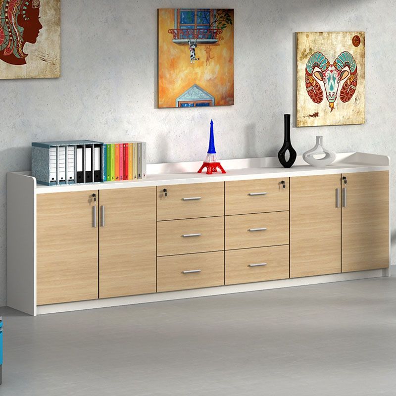 Modern Nordic File Contrast Panel Drawers Detail Wood File Cabinet