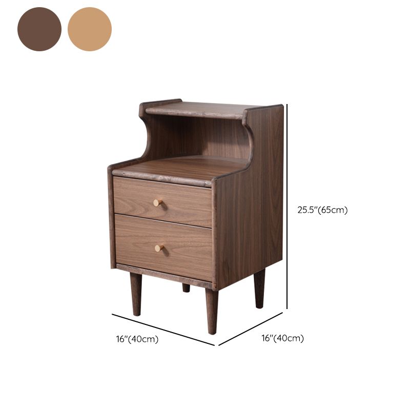 Solid Wood Kids Nightstand Storage Kids Bedside Table with Shelves and Drawers