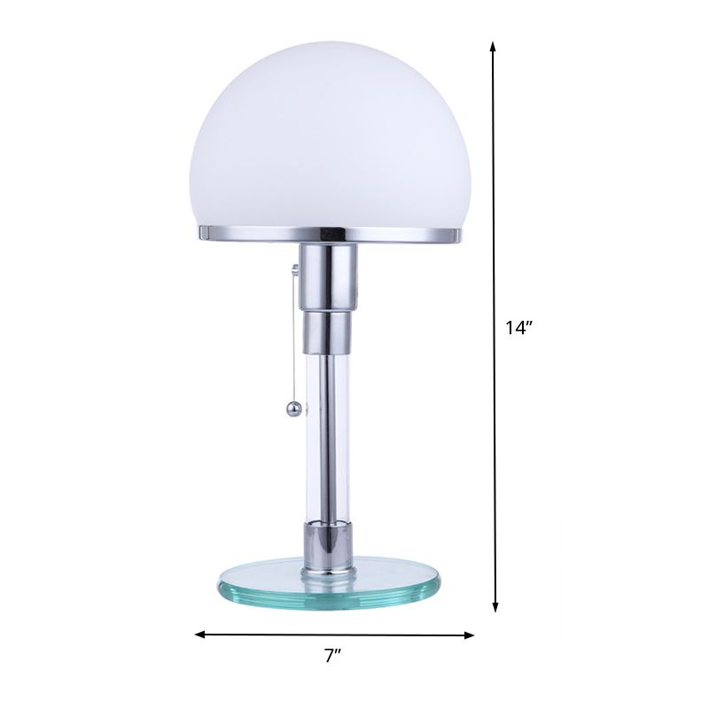 Domed Nightstand Lamp Contemporary White Glass 1 Bulb Reading Book Light in Blue