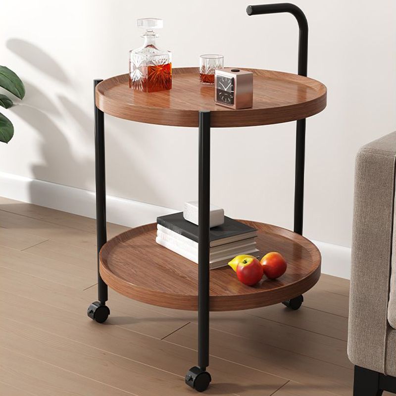 Black Metal 3 Legs Side Table Modernistic Sofa Side Accent Table with Shelf