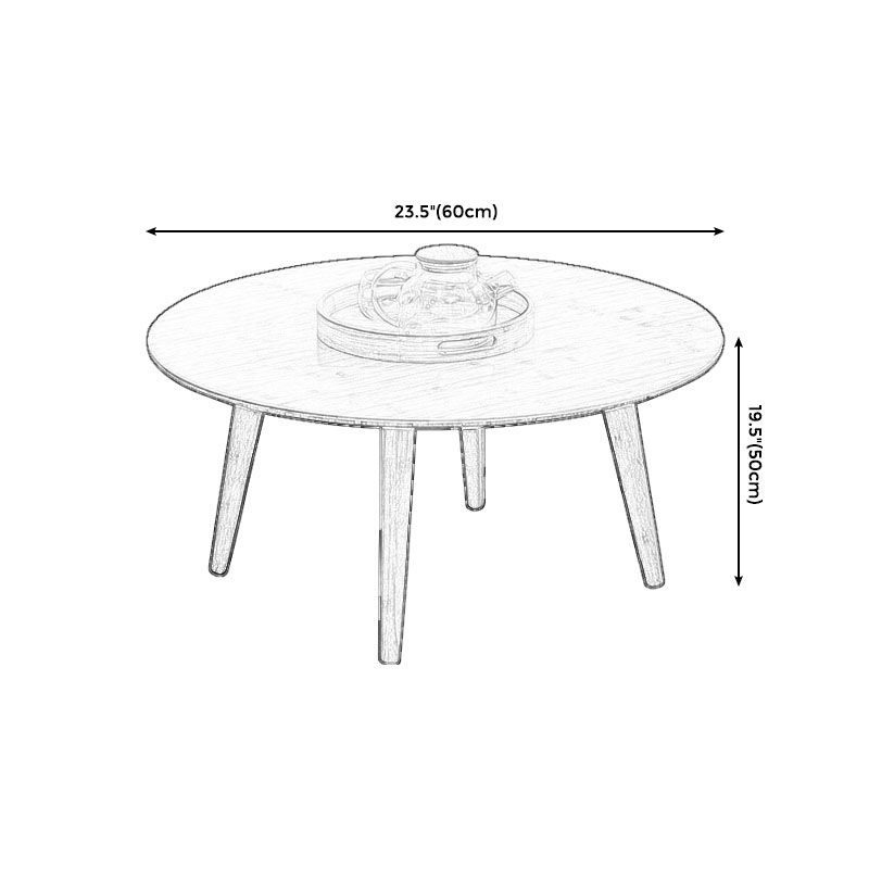 Round Wooden Coffee Table Four Legs Cocktail Table in Natural