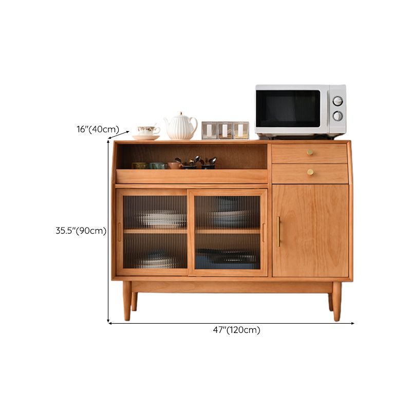 Modern Buffet Sideboard Solid Wood Side Board with Cabinets and Drawers