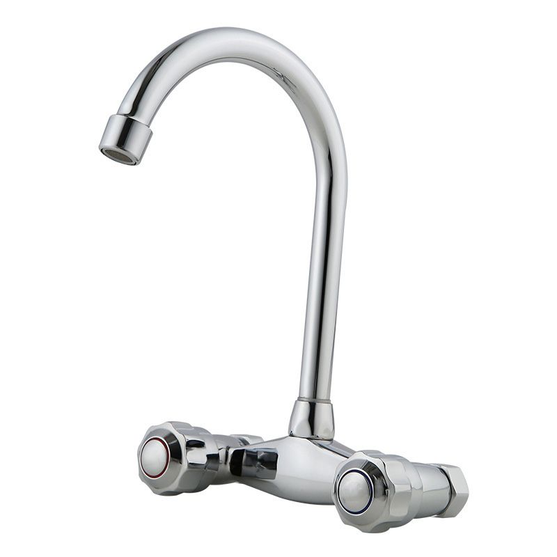 Contemporary Double Handles Kitchen Faucet Metal 2 Holds Bar Faucet