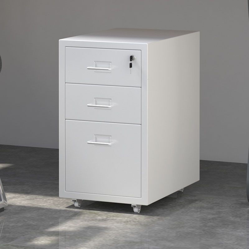 Home Office File Cabinet Modern Solid Color Metal Filing Cabinet On Castors