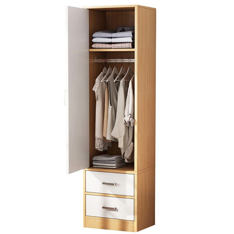 Manufactured Wood Kids Closet Modern Cloth Rod Included Wardrobe Closet with Shelves