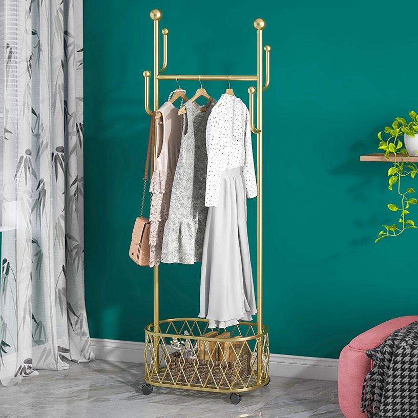 Glam Hall Stand Iron No Distressing Coat Hanger with Storage Shelf