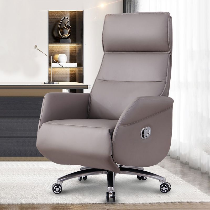 29" Wide Contemporary Managers Chair Gray Leather Executive Chair