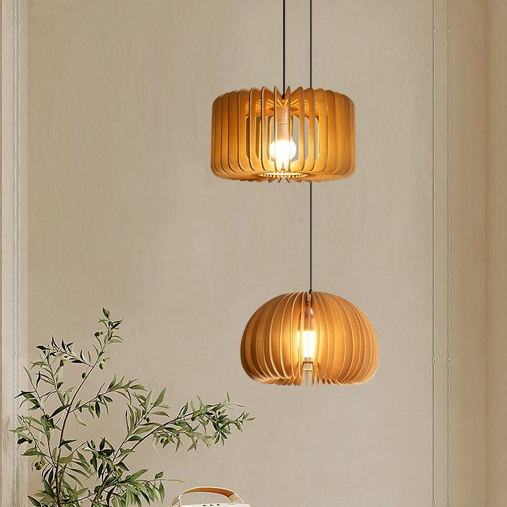 Géométrique Hanging Light Modern Style Bois 1 Lumière Flush Sanging Lighttures