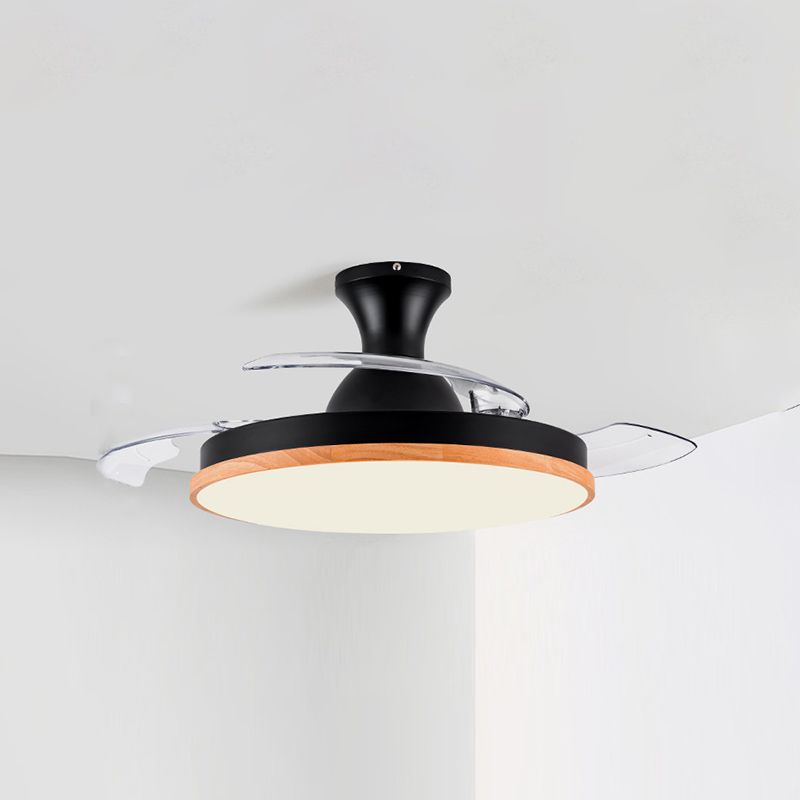 Semi Flush Mount Fan Light Minimalist Round Ceiling Light with Retractable Blades