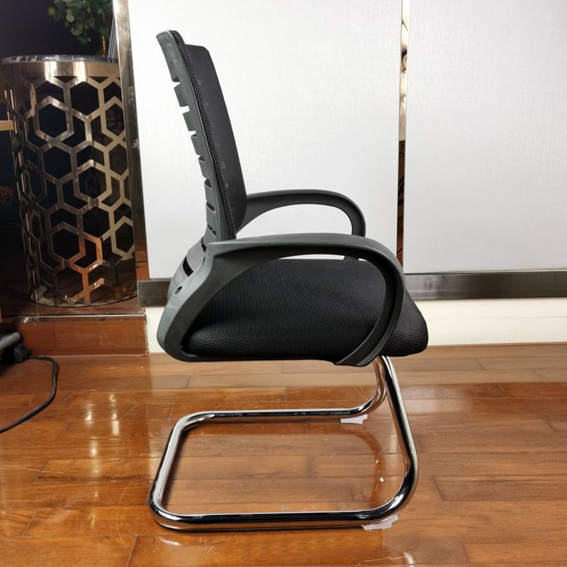 Contemporary Desk Chair No Wheels Mid-Back Office Chair with Arm