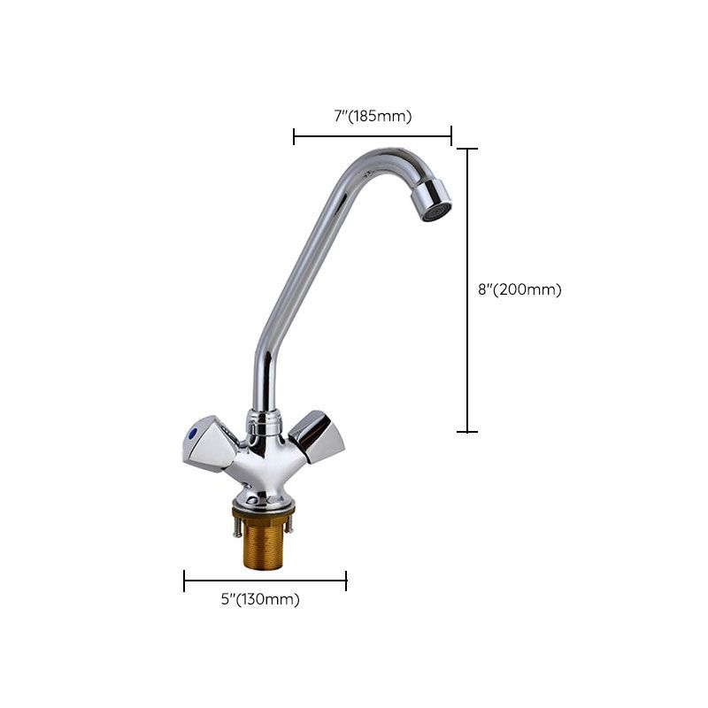 Contemporary Kitchen Faucet Double Handle High Arch Water Filler in Chrome