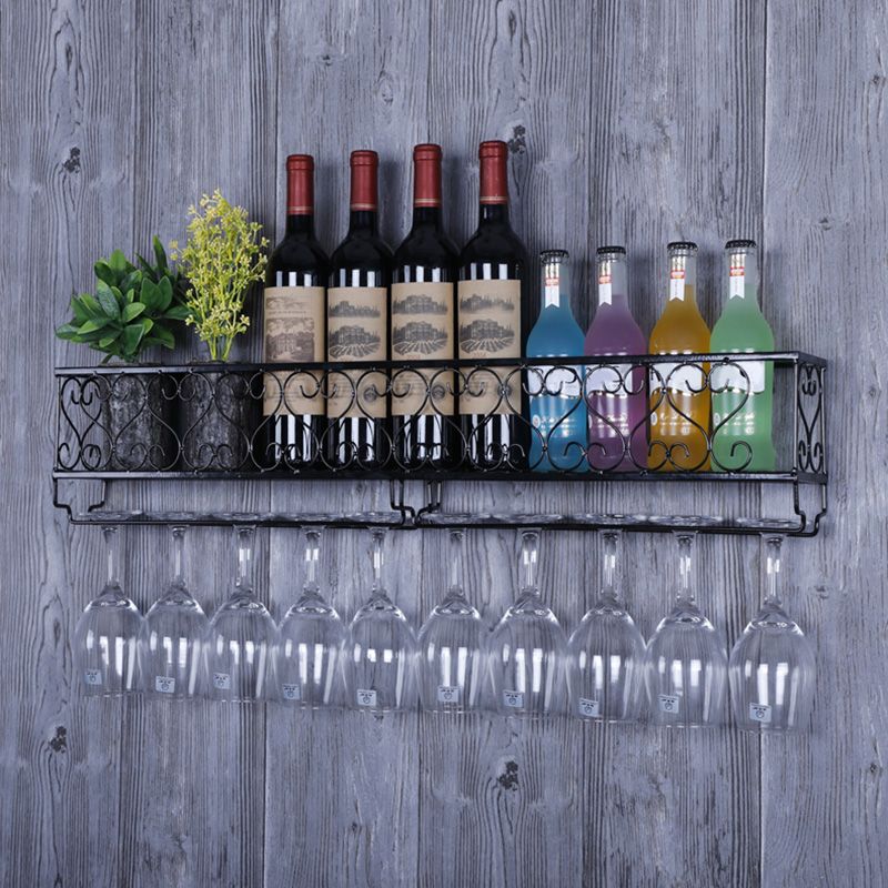 Metal Wall Mounted Wine Glass Stemware Rack Holder Industrial Wine Holder