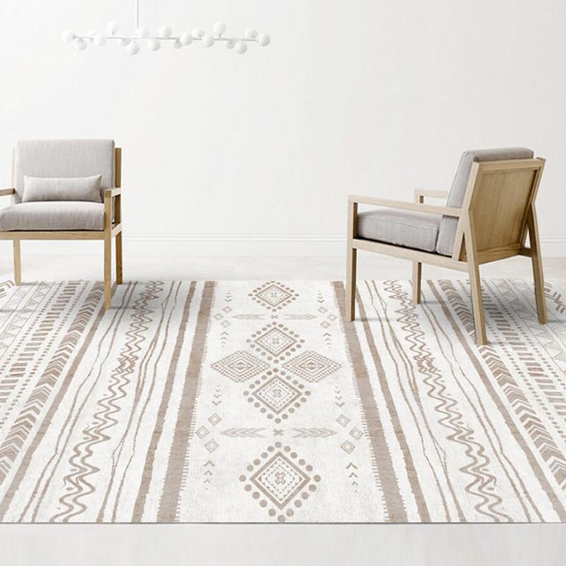 White Americana Pattern Area Rug Polyester Bohemian Area Carpet Non-Slip Rug for Living Room