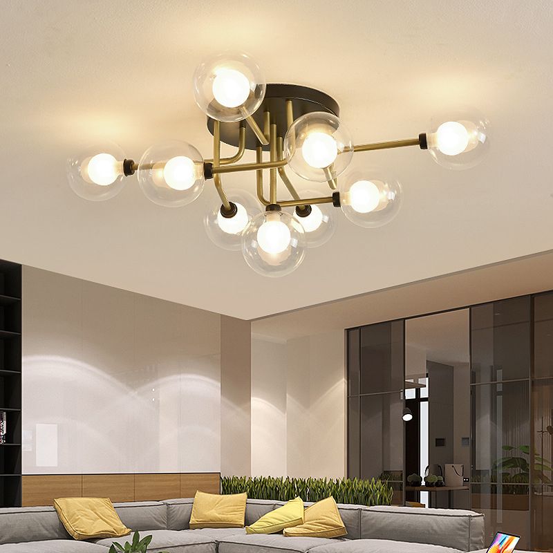 Sputnik Flush Mount Ceiling Light Globe Glass Lamp Shade Semi Flush for Living Room