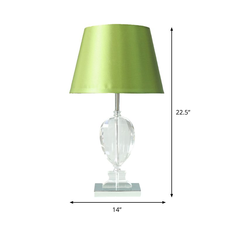 Empire Shade Night Light Modern Style Beveled Crystal 1-Light Bedroom Table Lamp in Green