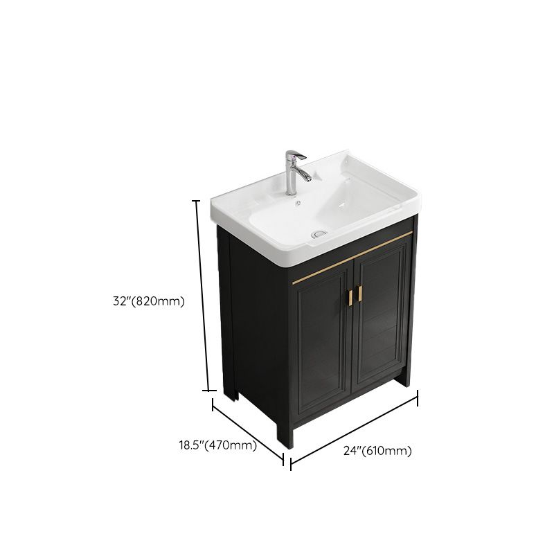 Free Standing Vanity Sink Ceramic Sink Drawers Faucet Vanity Set with Mirror