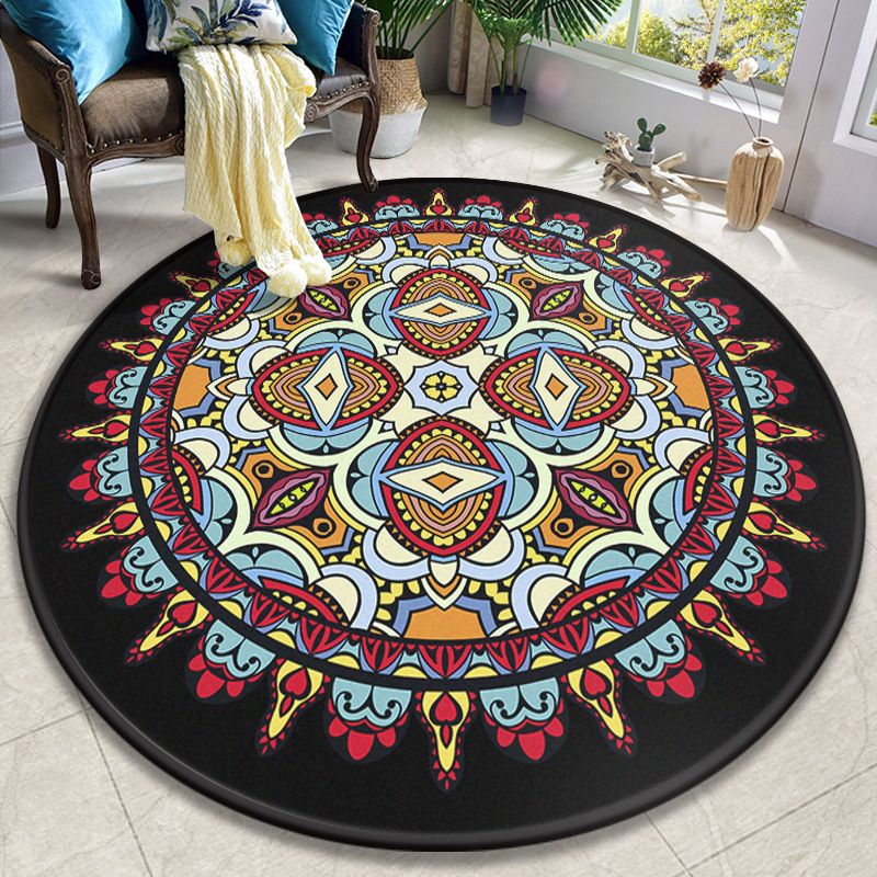 Colorida Mandala Rug Polyéster Turquía Turca Rug Interior Anti-Slip Máquel de respaldo alfombra para mascotas para sala de estar para sala de estar