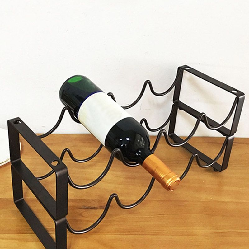 17.3"W Iron Countertop Bottle Holder Luxury Style Wine Rack Bottle