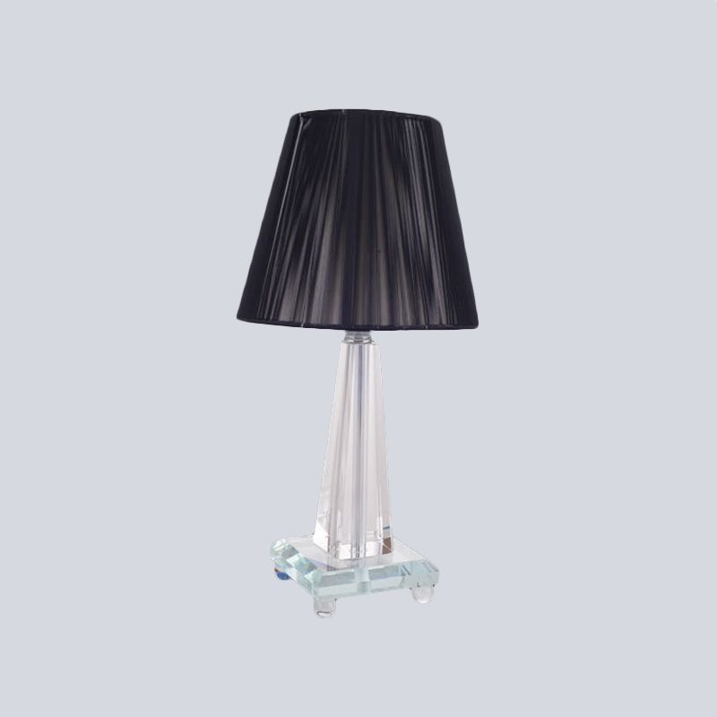 Contemporain 1 table d'harmonie légère noire large flare petite lampe de bureau avec nuance de tissu