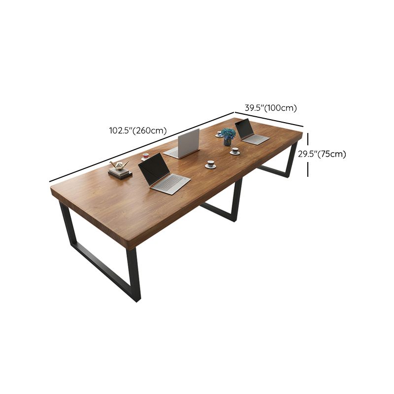 Solid Wood Rectangle Office Desk Industrial 29.53" Tall Writing Desk