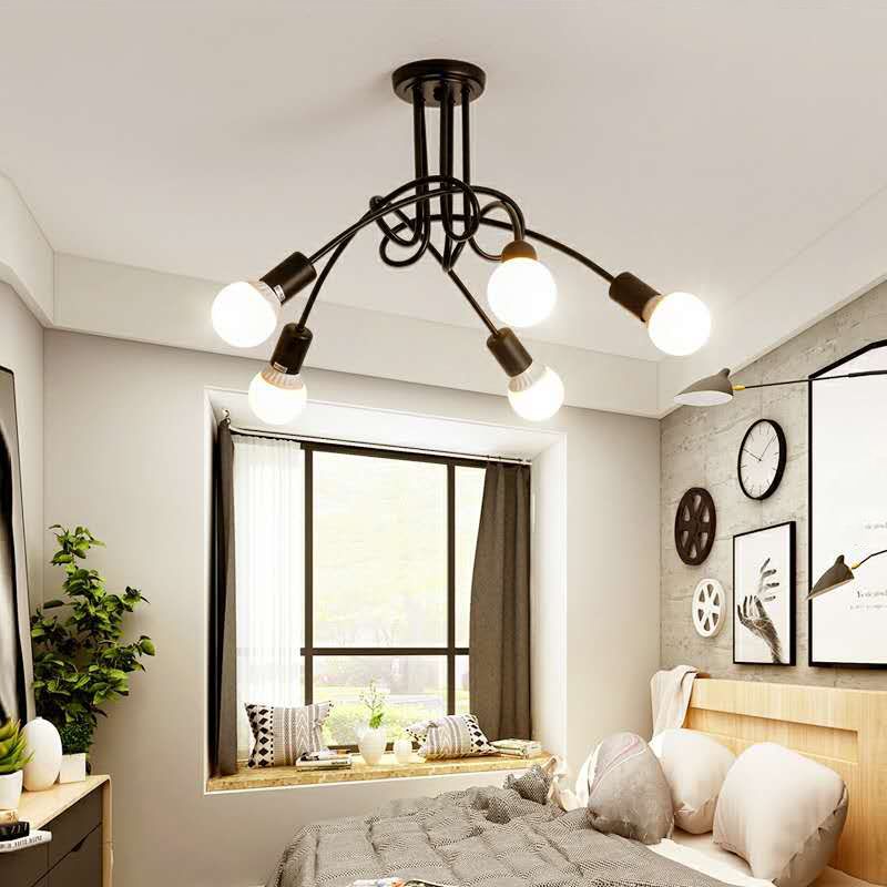 Bulbo desnudo Semi Flush Mounting Lighting de metal de estilo loft Semi Flush Mount Lighture