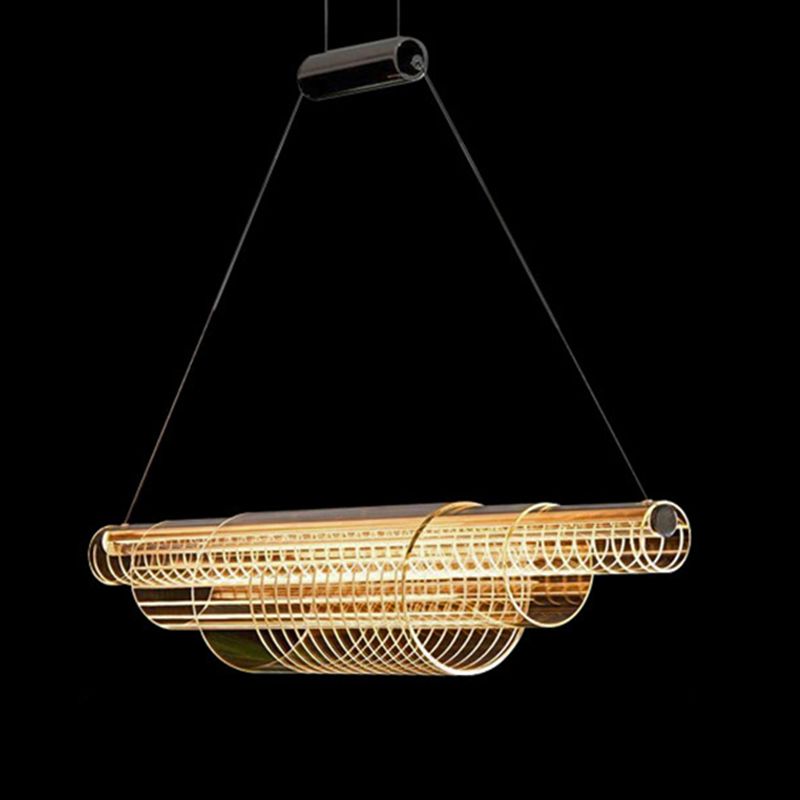 Single Modernism Golden Ceiling Light Acrylic LED Kitchen Island Lighting for Dining Room