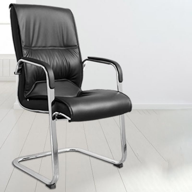 No Distressing Black Arm Chair Faux Leather and Chrome Frame Office Chair