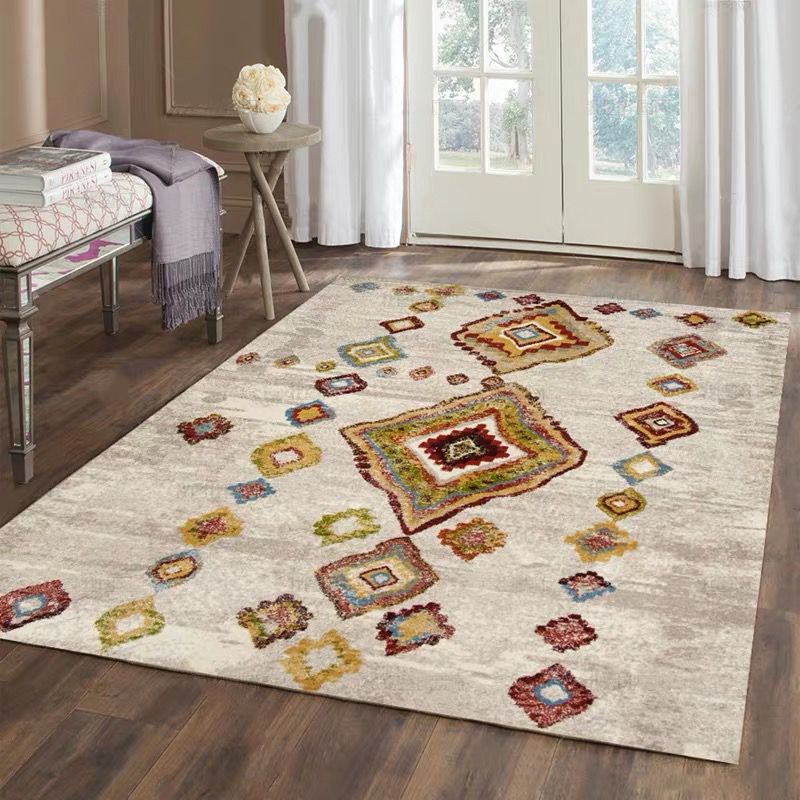 Casual Floral Printed Rug Multi Colored Polypropylene Indoor Rug Non-Slip Backing Easy Care Carpet for Bedroom