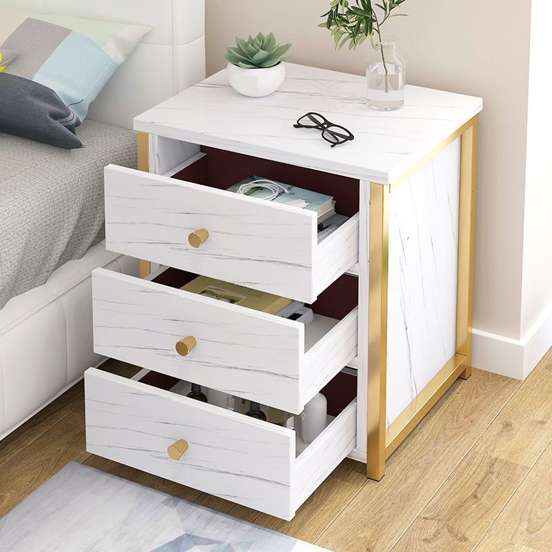 Contemporary Night Table Solid Wood Nightstand with Drawers ,19.7" Tall