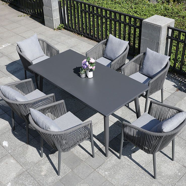 Contemporary Open Back Dining Armchair Black Patio Dining Armchair