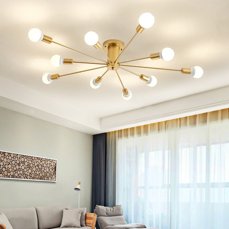 Modernism Flush Mount Lighting Golden Metal Ceiling Light for Home