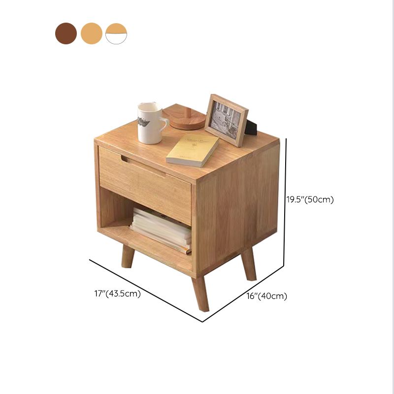 Solid Wood Nightstand Contemporary Bedside Cabinet with Legs