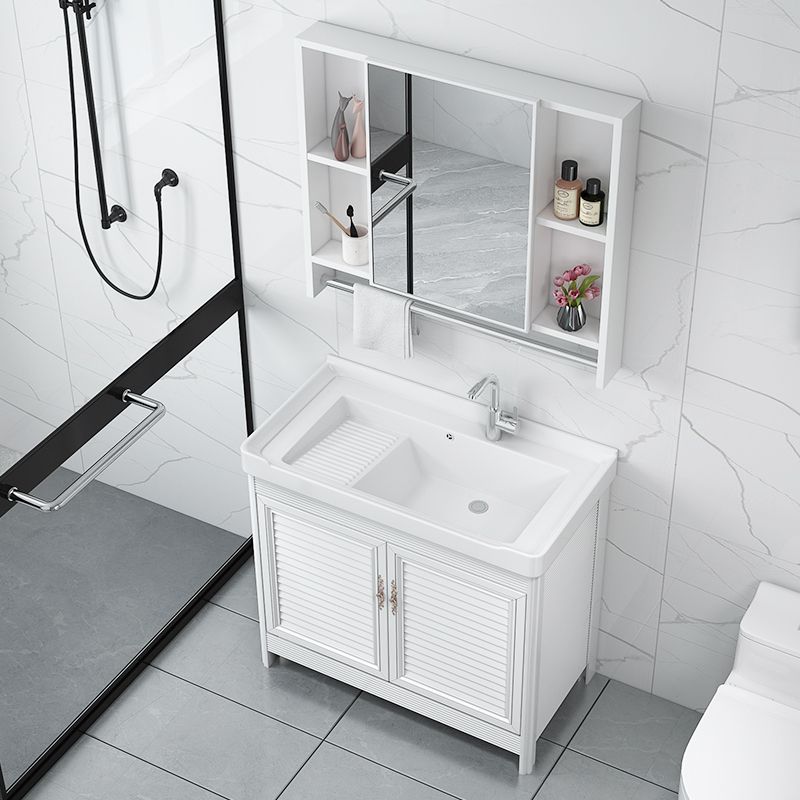 Bathroom Vanity Drawers Mirror Faucet Single Ceramic Sink Vanity