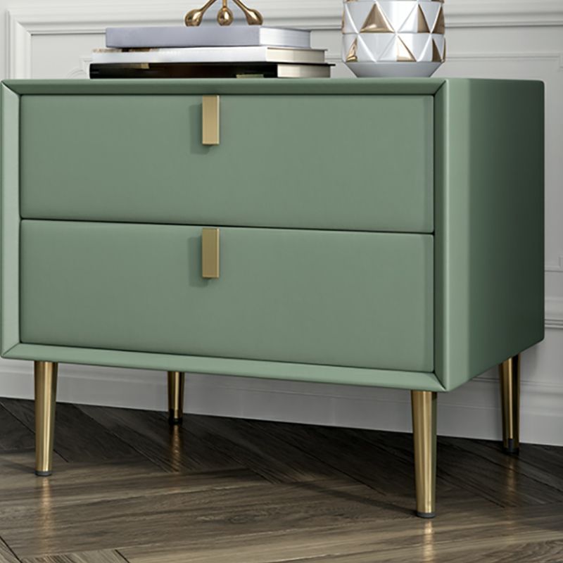 Contemporary Accent Table Nightstand Leather Nightstand with Drawers