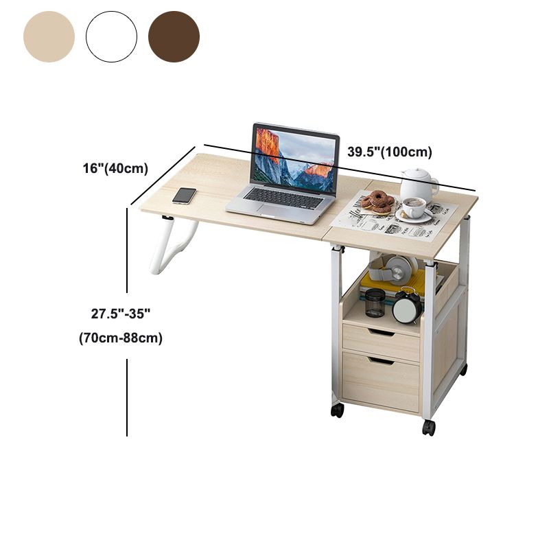 Modern Rectangular Writing Desk Wooden Adjustable Office Desk with Caster Wheels