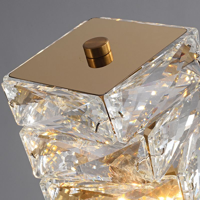 Postmodern Style Crystal Pendant Light Cuboid LED Hanging Pendant for Bedroom