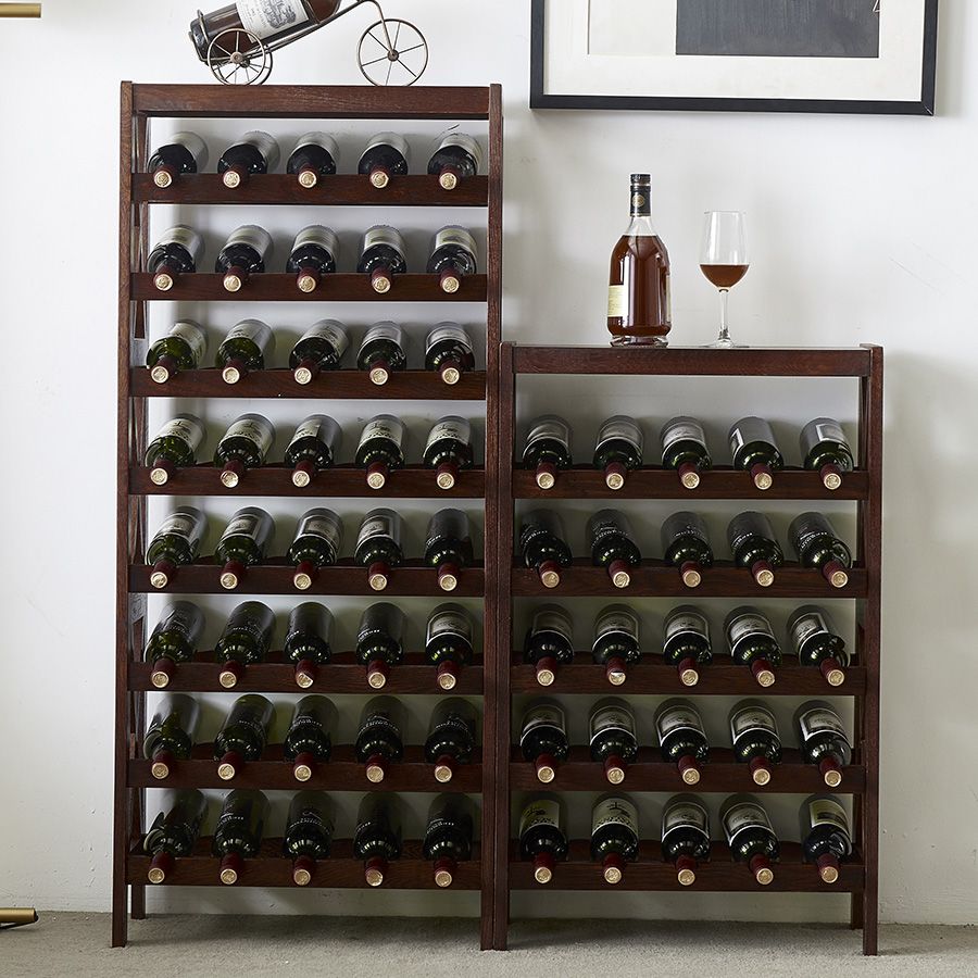 Contemporary Floor Wine Bottle Rack Solid Wood Wine Bottle Rack for Home