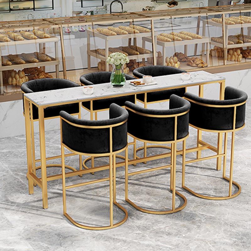 Artificial Marble Bar Table 42-inch Height Metal Base Bistro Table for Living Room