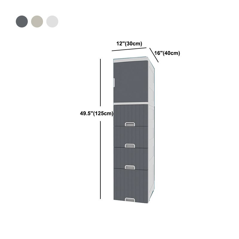 1/2- Door Nightstand in White/Grey/Beige 11.81" W x 15.75" D Bedside Cabinet with Casters