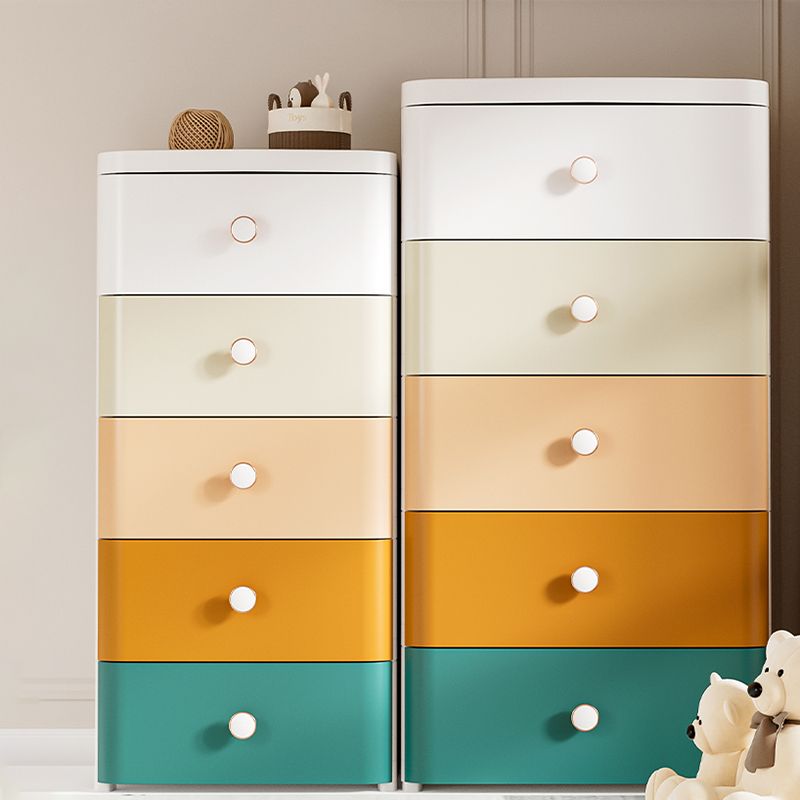 Contemporary Nursery Dresser Plastic Vertical Kids Nightstand with Drawers for Bathroom