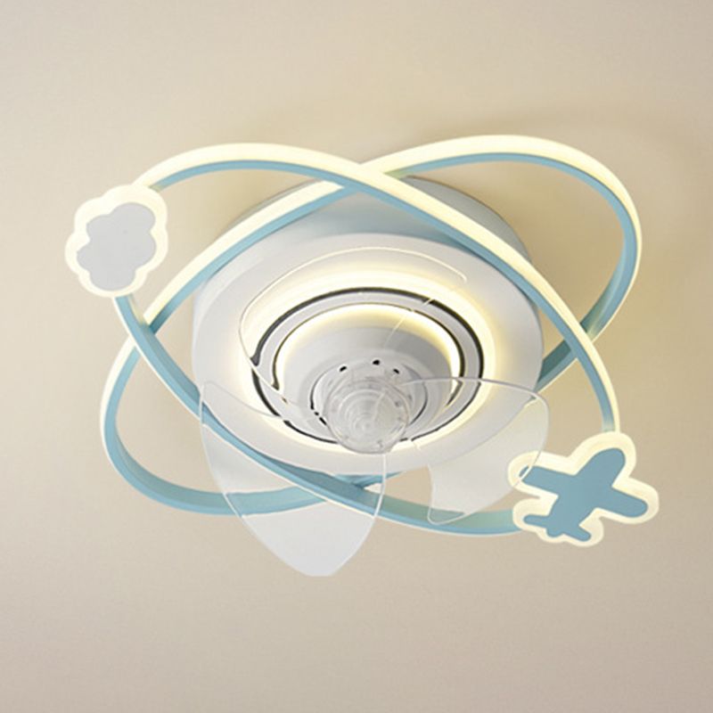 3-Blade Children Ceiling Fan Polish Finish LED Fan with Light for Foyer