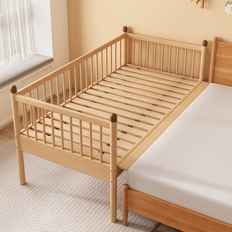 Standard Size Baby Crib Light Wood 2-in-1 Convertible Crib with Guardrail