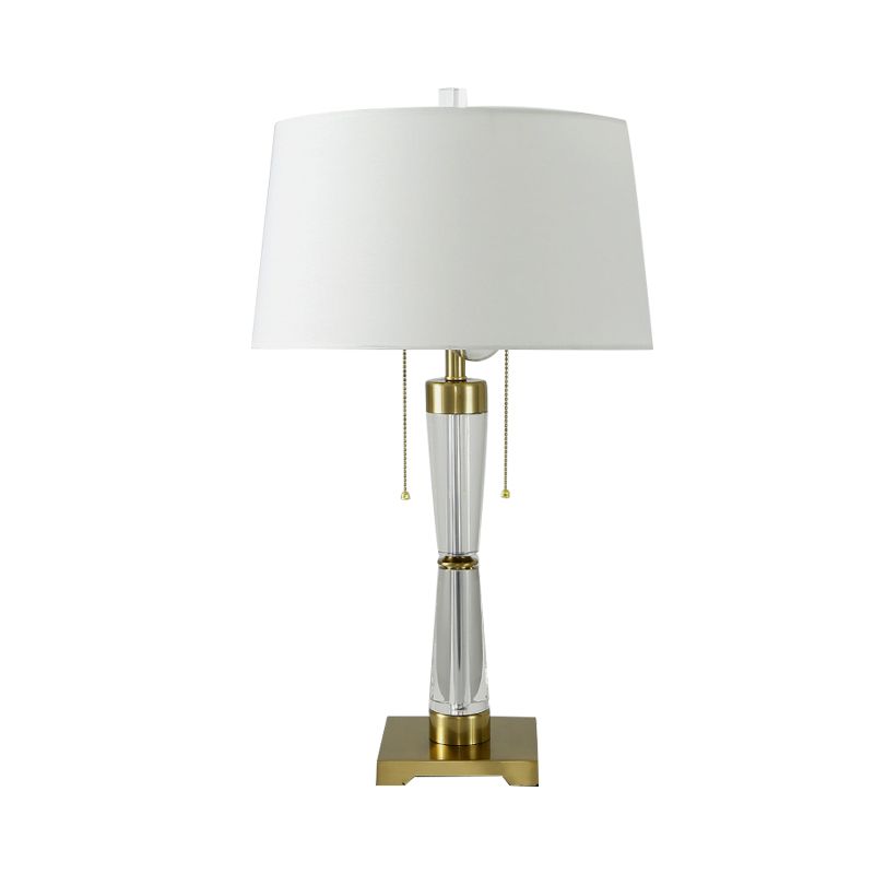 Tambour de tambour Light modern tissu 2 ampoules lampe de lecture en or avec chaîne de traction