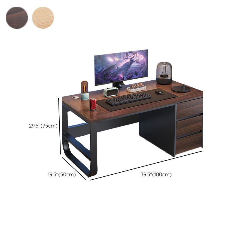 Modern Style Wood Office Desk Rectangular Shape Computer Desk with 2-Legs for Home