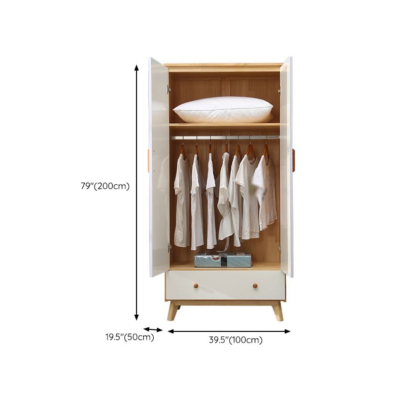 Modern Coat Locker Wooden High Gloss 1-Drawer Kid's Wardrobe