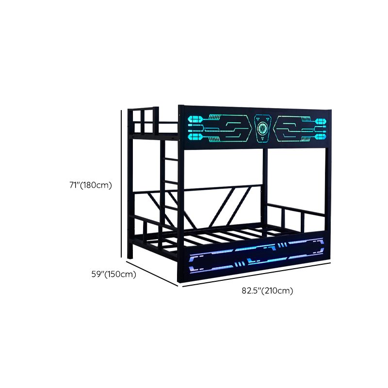 Contemporary Bunk Bed Metal Black with Guardrail No Theme Slat Headboard