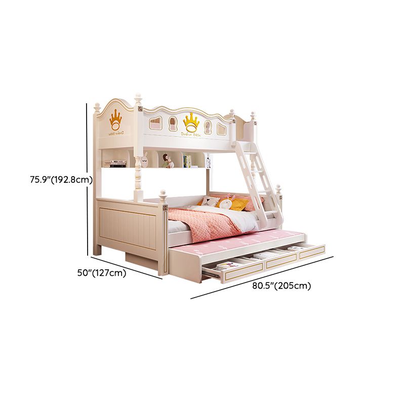 Nordic Wood Bunk Bed in White Mattress Included Loft Bunk Bed with Trundle