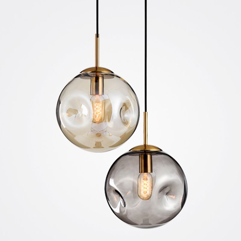 Contemporary Down Mini Pendant Glass Global Hanging Ceiling Light with 1 Light