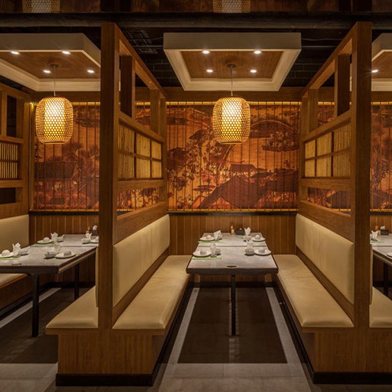 Luz de colgante asiático en forma de linterna bambú de bambú techo de techo de techo para comedor de restaurantes
